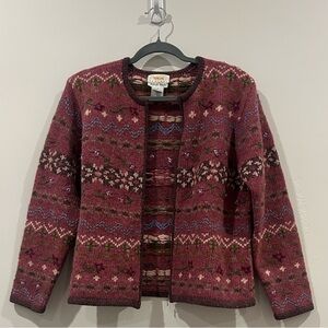 Talbots Women's Cardigan - Red and Purple Pattern